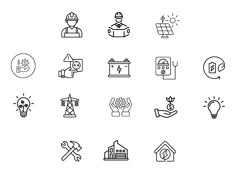 Pictogrammes ingenierie photovoltaïque